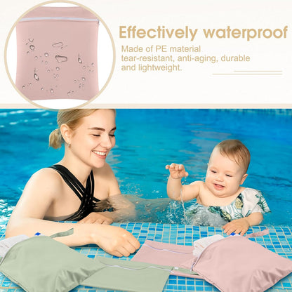 8 Pack Wet Dry Bags Large & Small Waterproof Reusable Travel Zipper Pouches for Baby Diapers Family Wet Clothes Beach Swimsuits Toiletries(4 Sizes,Combination,Multicolor)