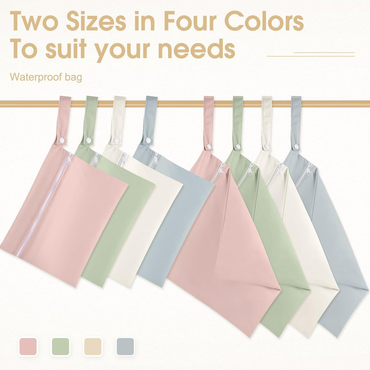 8 Pack Wet Dry Bags Large & Small Waterproof Reusable Travel Zipper Pouches for Baby Diapers Family Wet Clothes Beach Swimsuits Toiletries(4 Sizes,Combination,Multicolor)