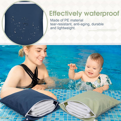 8 Pack Wet Dry Bags Large & Small Waterproof Reusable Travel Zipper Pouches for Baby Diapers Family Wet Clothes Beach Swimsuits Toiletries(4 Sizes,Combination,Multicolor)