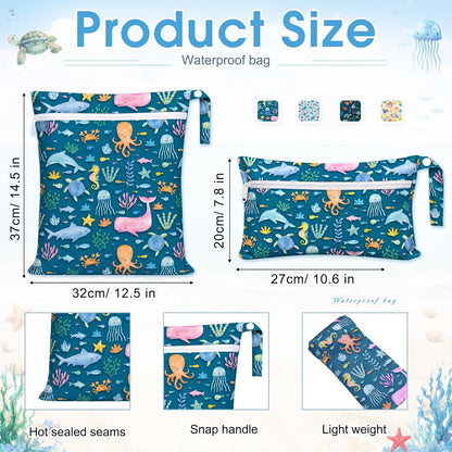 8 Pack Wet Dry Bags Large & Small Waterproof Reusable Travel Zipper Pouches for Baby Diapers Family Wet Clothes Beach Swimsuits Toiletries(4 Sizes,Combination,Multicolor)