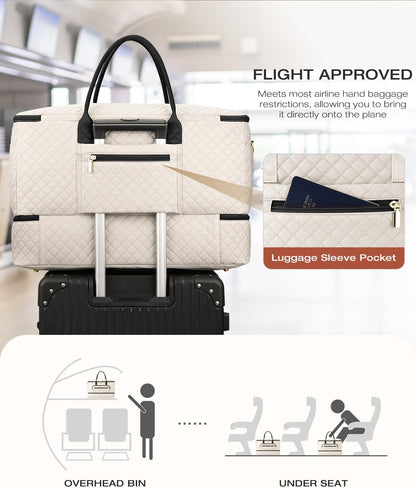 Travel Duffle Bag, Wide Open Large Weekender Bag for Women with Shoe Compartment, Carry on Overnight Bags with Toiletry Bag, Hospital Bag for Women Labor Delivery with Wet Pocket (Black)