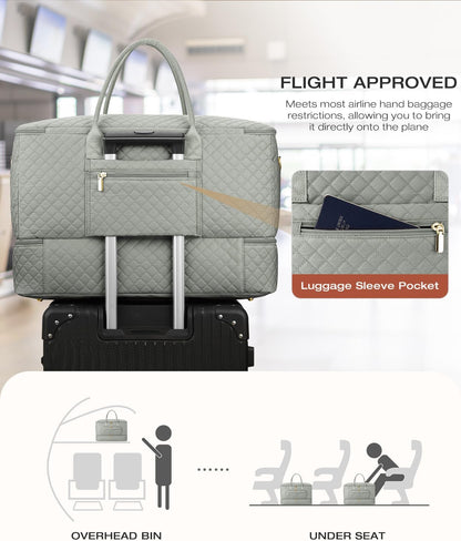 Travel Duffle Bag, Wide Open Large Weekender Bag for Women with Shoe Compartment, Carry on Overnight Bags with Toiletry Bag, Hospital Bag for Women Labor Delivery with Wet Pocket (Black)