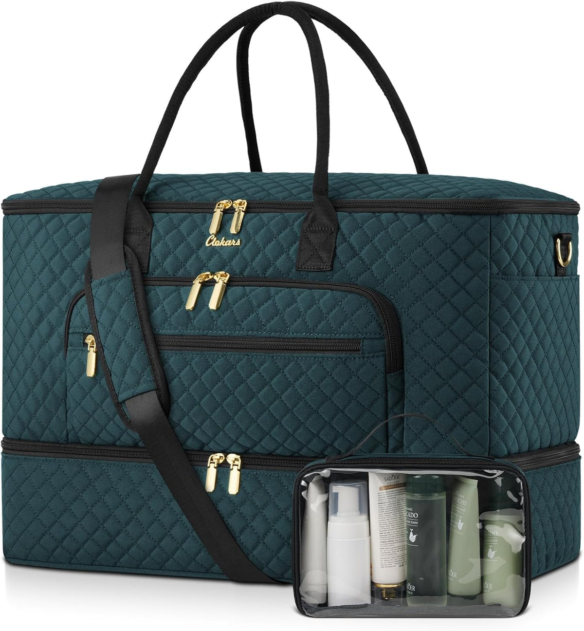 Travel Duffle Bag, Wide Open Large Weekender Bag for Women with Shoe Compartment, Carry on Overnight Bags with Toiletry Bag, Hospital Bag for Women Labor Delivery with Wet Pocket (Black)