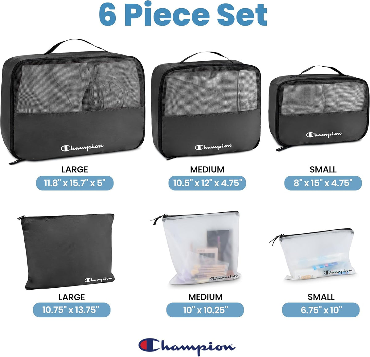 Packing Cubes for Travel – 6 pc Packing Cubes Set for Suitcases, Space-Saving Packing Organizers