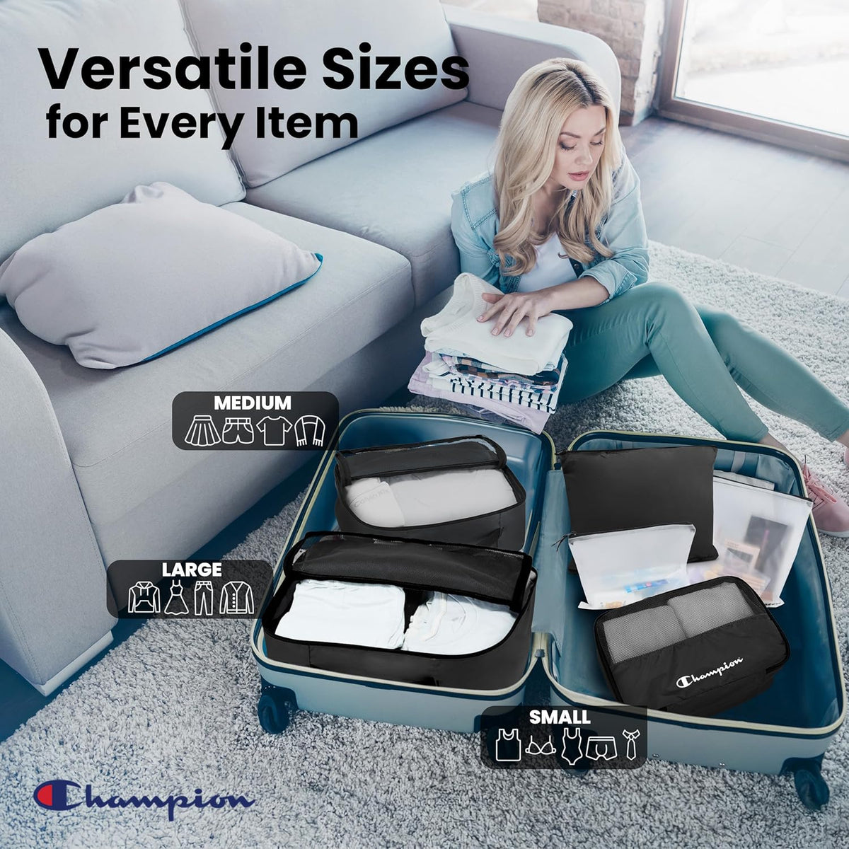 Packing Cubes for Travel – 6 pc Packing Cubes Set for Suitcases, Space-Saving Packing Organizers