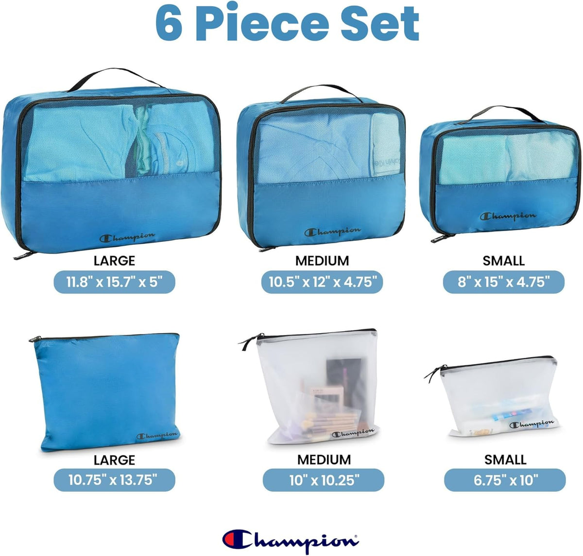 Packing Cubes for Travel – 6 pc Packing Cubes Set for Suitcases, Space-Saving Packing Organizers