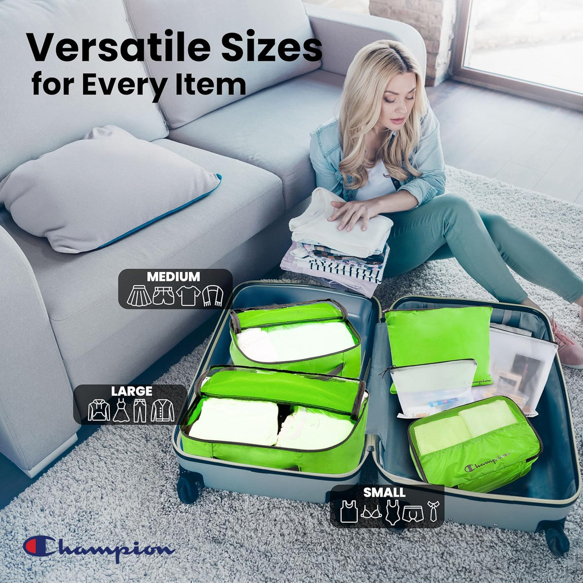 Packing Cubes for Travel – 6 pc Packing Cubes Set for Suitcases, Space-Saving Packing Organizers