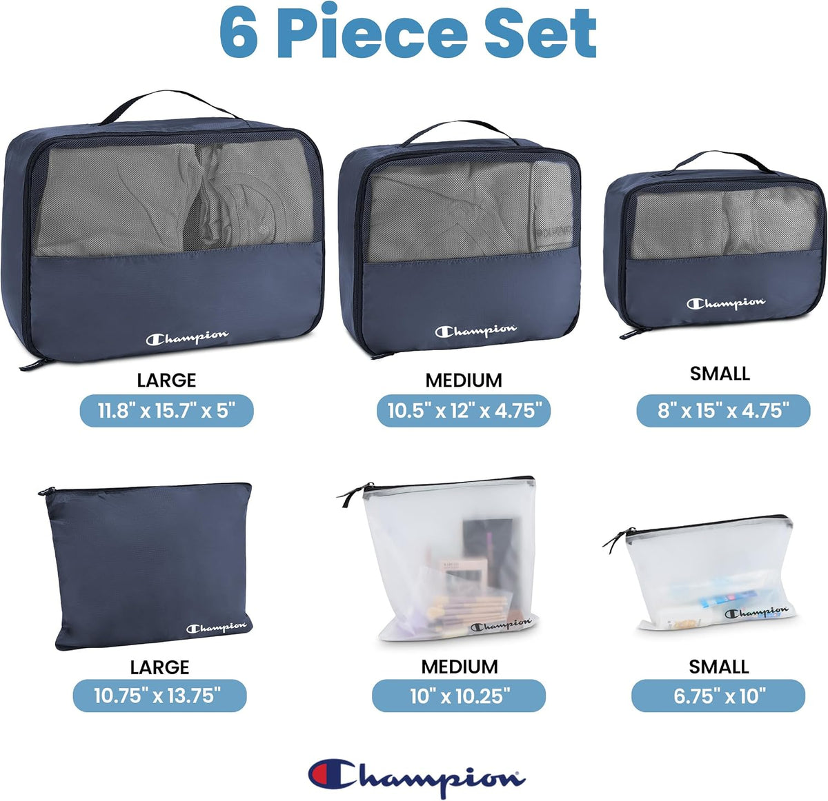 Packing Cubes for Travel – 6 pc Packing Cubes Set for Suitcases, Space-Saving Packing Organizers