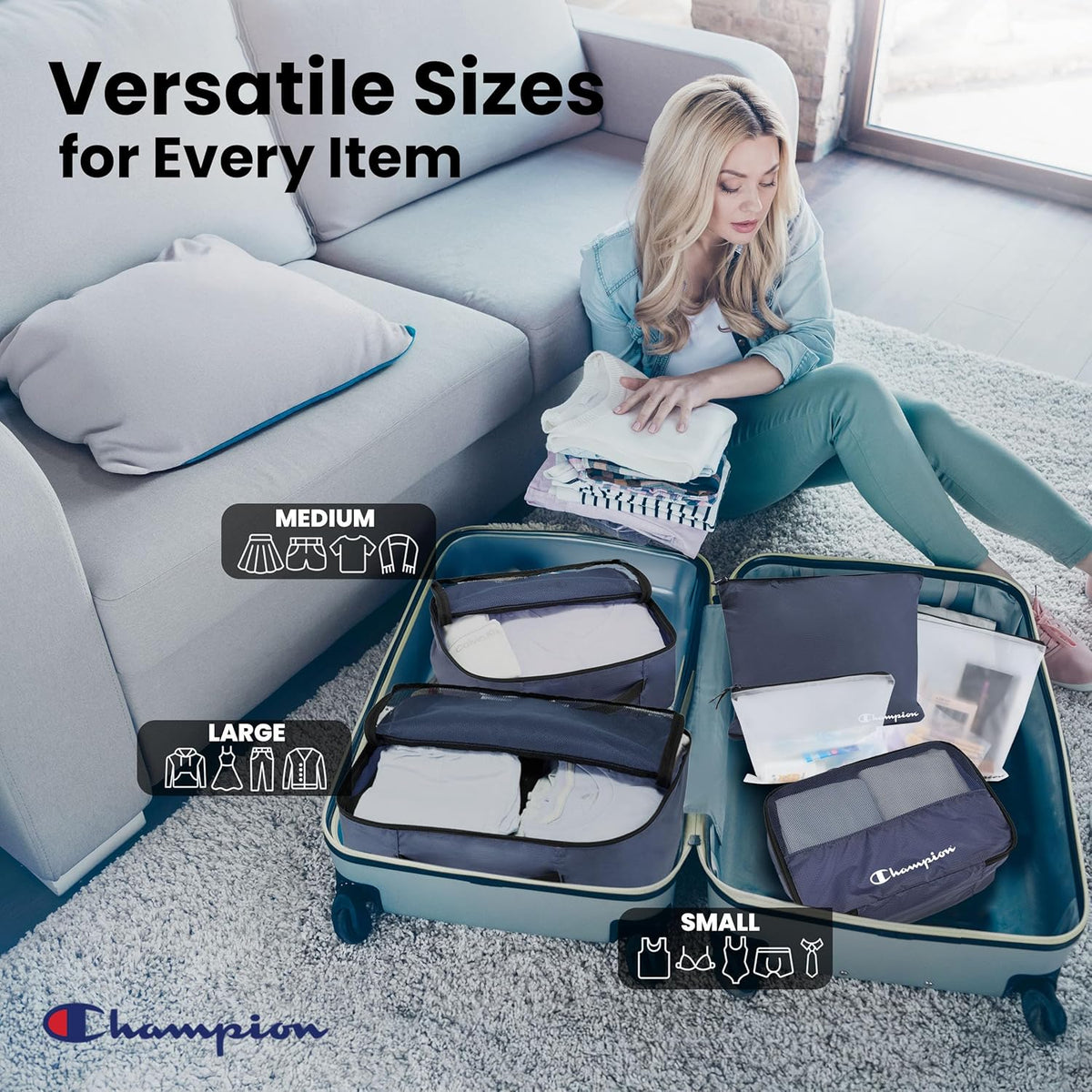 Packing Cubes for Travel – 6 pc Packing Cubes Set for Suitcases, Space-Saving Packing Organizers