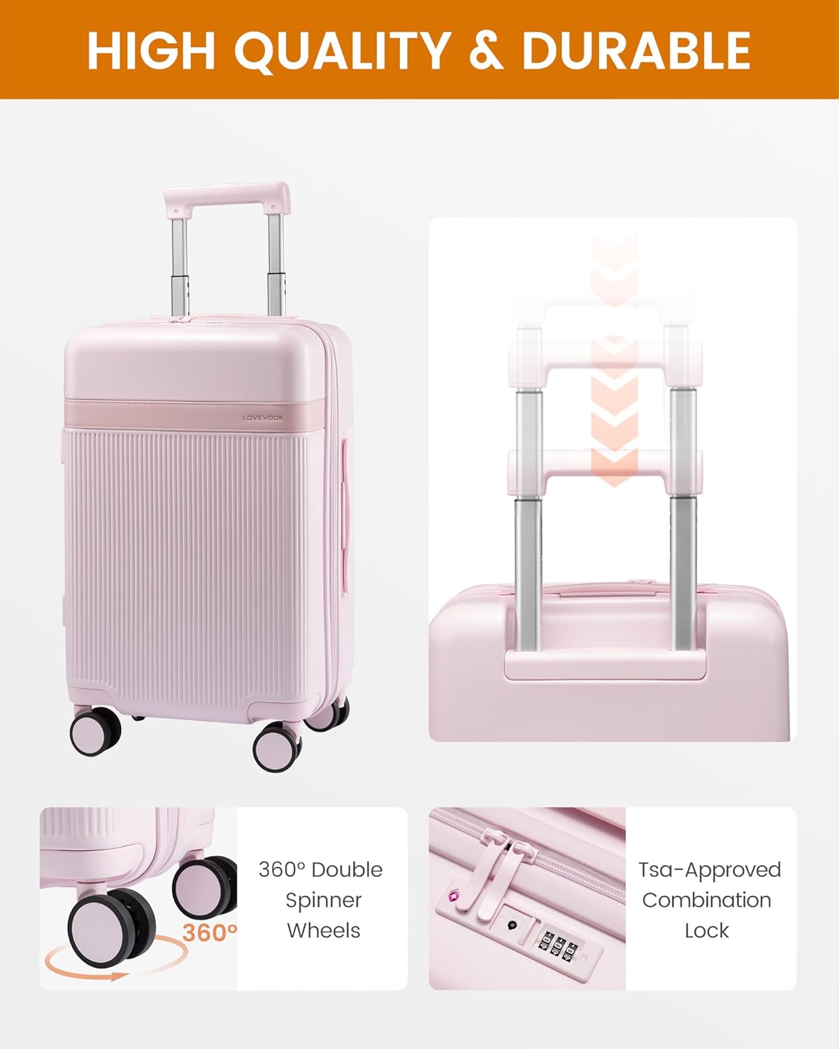 Hard Shell Carry On Luggage 22x14x9 Airline Approved with Removable Lining,22 Inch Carry On Suitcase with Spinner Wheel TSA Lock,Lightweight Checked Luggage for Men Women Travel Business Trip
