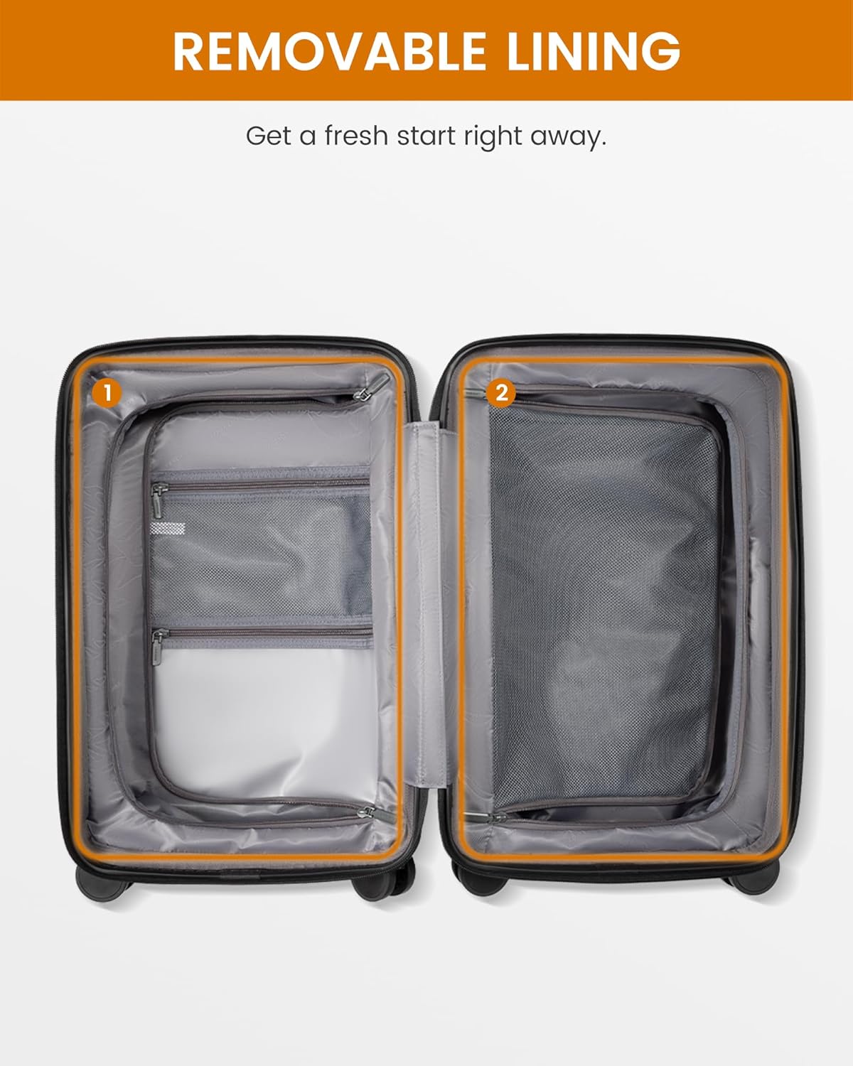 Hard Shell Carry On Luggage 22x14x9 Airline Approved with Removable Lining,22 Inch Carry On Suitcase with Spinner Wheel TSA Lock,Lightweight Checked Luggage for Men Women Travel Business Trip