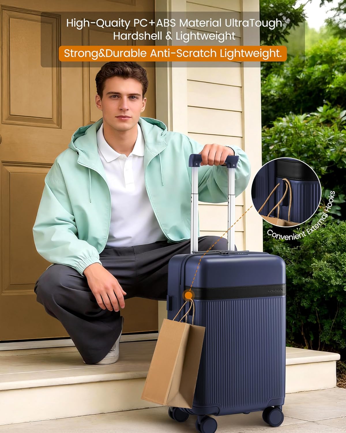 Hard Shell Carry On Luggage 22x14x9 Airline Approved with Removable Lining,22 Inch Carry On Suitcase with Spinner Wheel TSA Lock,Lightweight Checked Luggage for Men Women Travel Business Trip