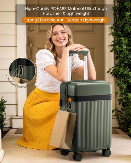 Hard Shell Carry On Luggage 22x14x9 Airline Approved with Removable Lining,22 Inch Carry On Suitcase with Spinner Wheel TSA Lock,Lightweight Checked Luggage for Men Women Travel Business Trip