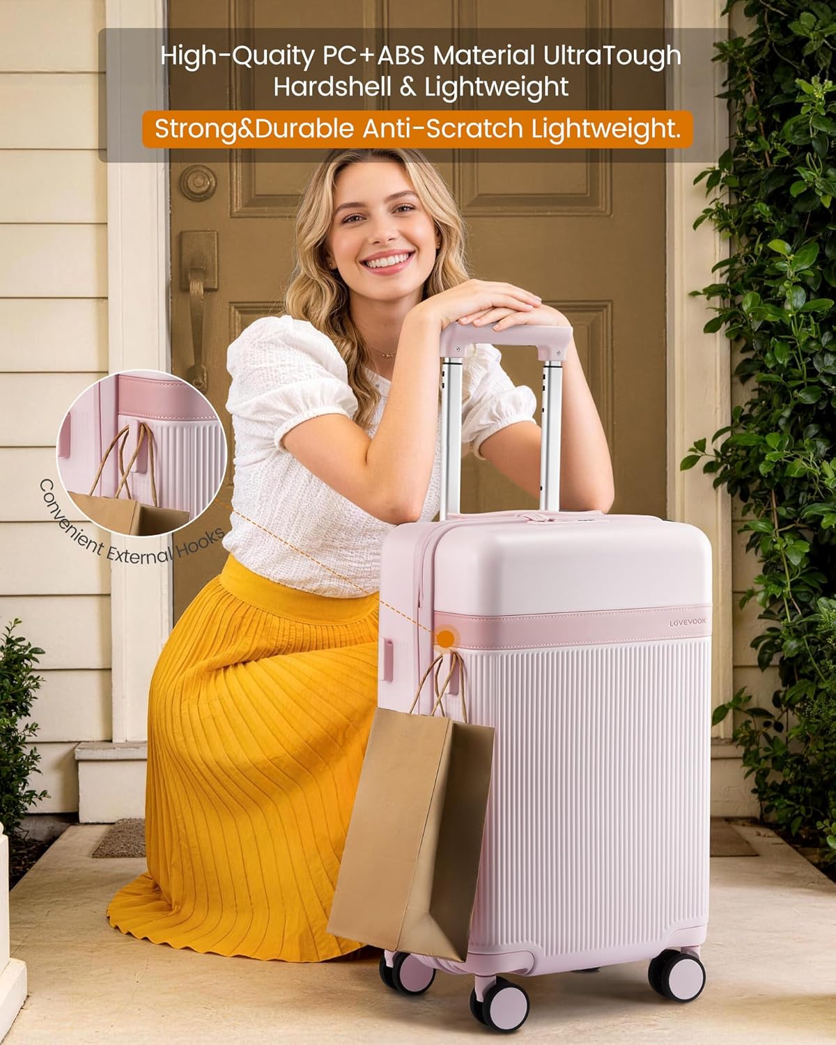 Hard Shell Carry On Luggage 22x14x9 Airline Approved with Removable Lining,22 Inch Carry On Suitcase with Spinner Wheel TSA Lock,Lightweight Checked Luggage for Men Women Travel Business Trip