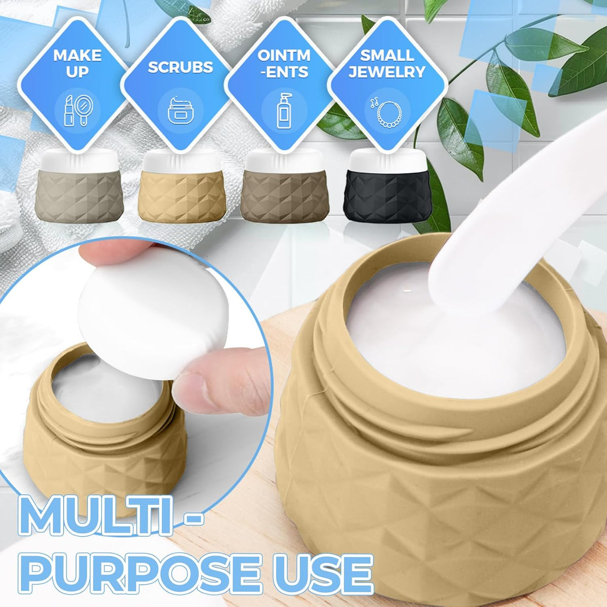 16Pack Travel Bottles for Toiletries, TSA Approved Travel Size Toiletries Containers Set, Silicone Leak Proof Refillable Bottles Elastic Sleeves Creams Jars Accessories Kit W/Clear Bag (Cream)