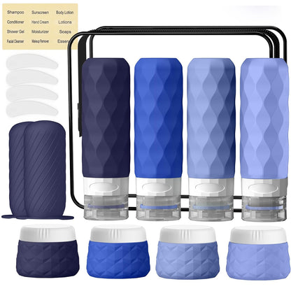 16Pack Travel Bottles for Toiletries, TSA Approved Travel Size Toiletries Containers Set, Silicone Leak Proof Refillable Bottles Elastic Sleeves Creams Jars Accessories Kit W/Clear Bag (Cream)