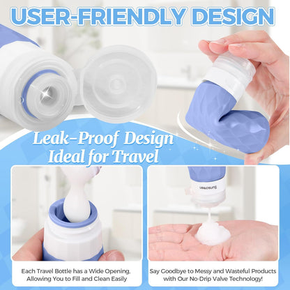 16Pack Travel Bottles for Toiletries, TSA Approved Travel Size Toiletries Containers Set, Silicone Leak Proof Refillable Bottles Elastic Sleeves Creams Jars Accessories Kit W/Clear Bag (Cream)