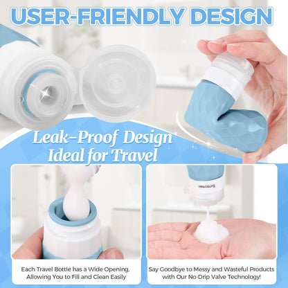 16Pack Travel Bottles for Toiletries, TSA Approved Travel Size Toiletries Containers Set, Silicone Leak Proof Refillable Bottles Elastic Sleeves Creams Jars Accessories Kit W/Clear Bag (Cream)