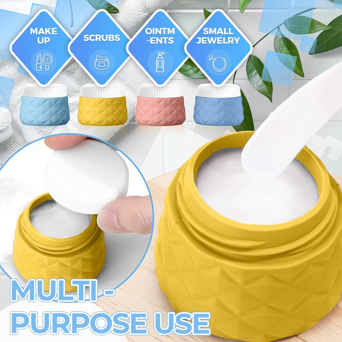 16Pack Travel Bottles for Toiletries, TSA Approved Travel Size Toiletries Containers Set, Silicone Leak Proof Refillable Bottles Elastic Sleeves Creams Jars Accessories Kit W/Clear Bag (Cream)