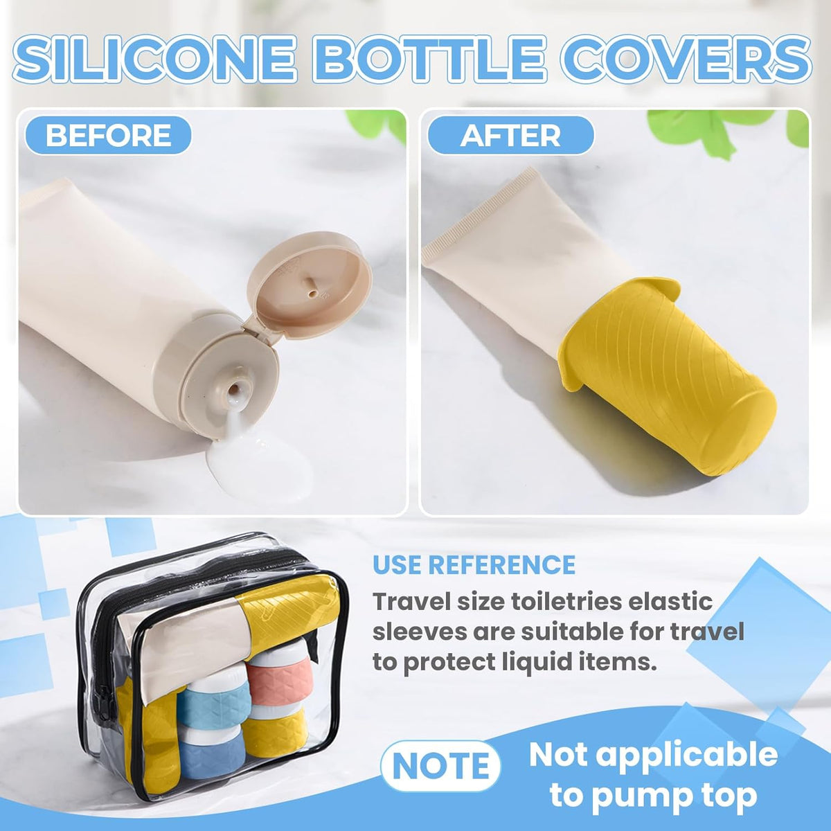 16Pack Travel Bottles for Toiletries, TSA Approved Travel Size Toiletries Containers Set, Silicone Leak Proof Refillable Bottles Elastic Sleeves Creams Jars Accessories Kit W/Clear Bag (Cream)