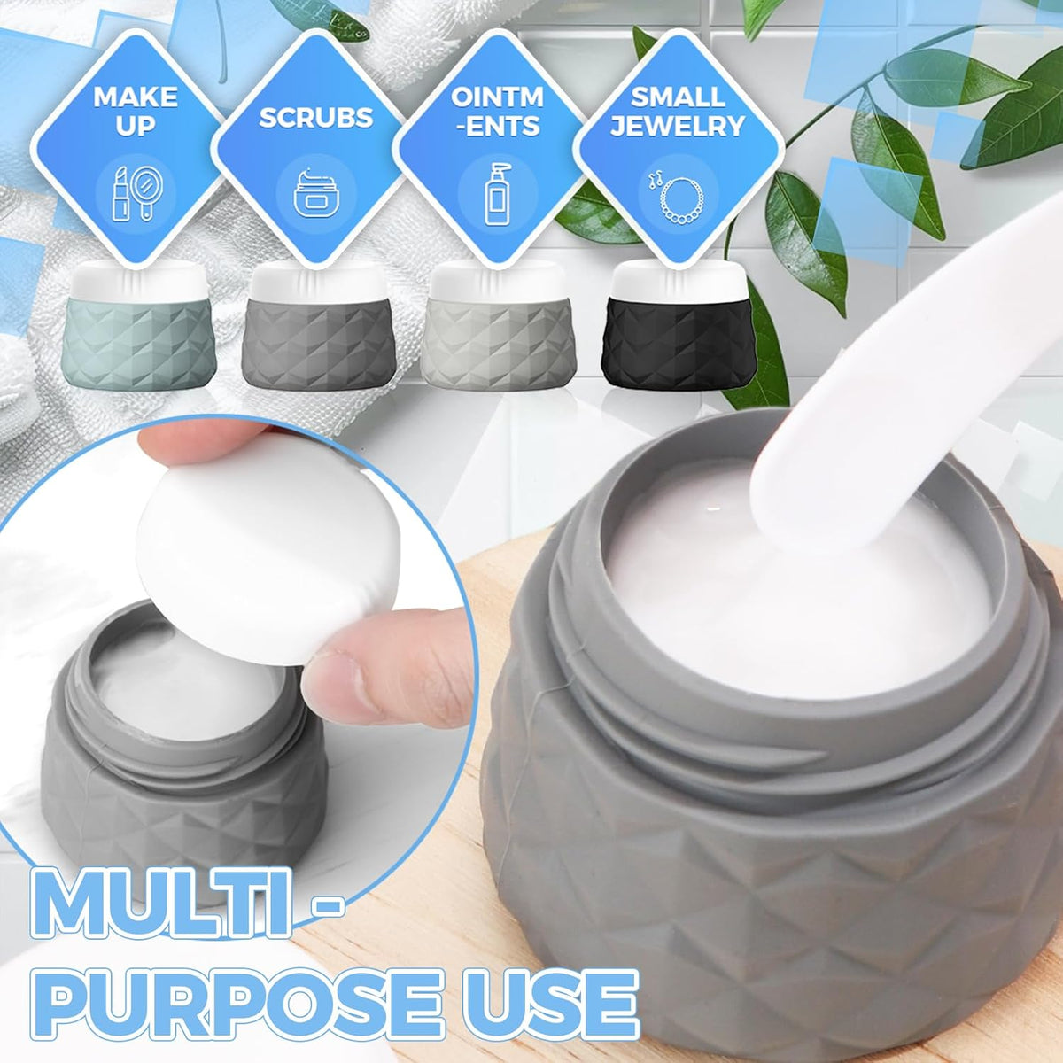16Pack Travel Bottles for Toiletries, TSA Approved Travel Size Toiletries Containers Set, Silicone Leak Proof Refillable Bottles Elastic Sleeves Creams Jars Accessories Kit W/Clear Bag (Cream)
