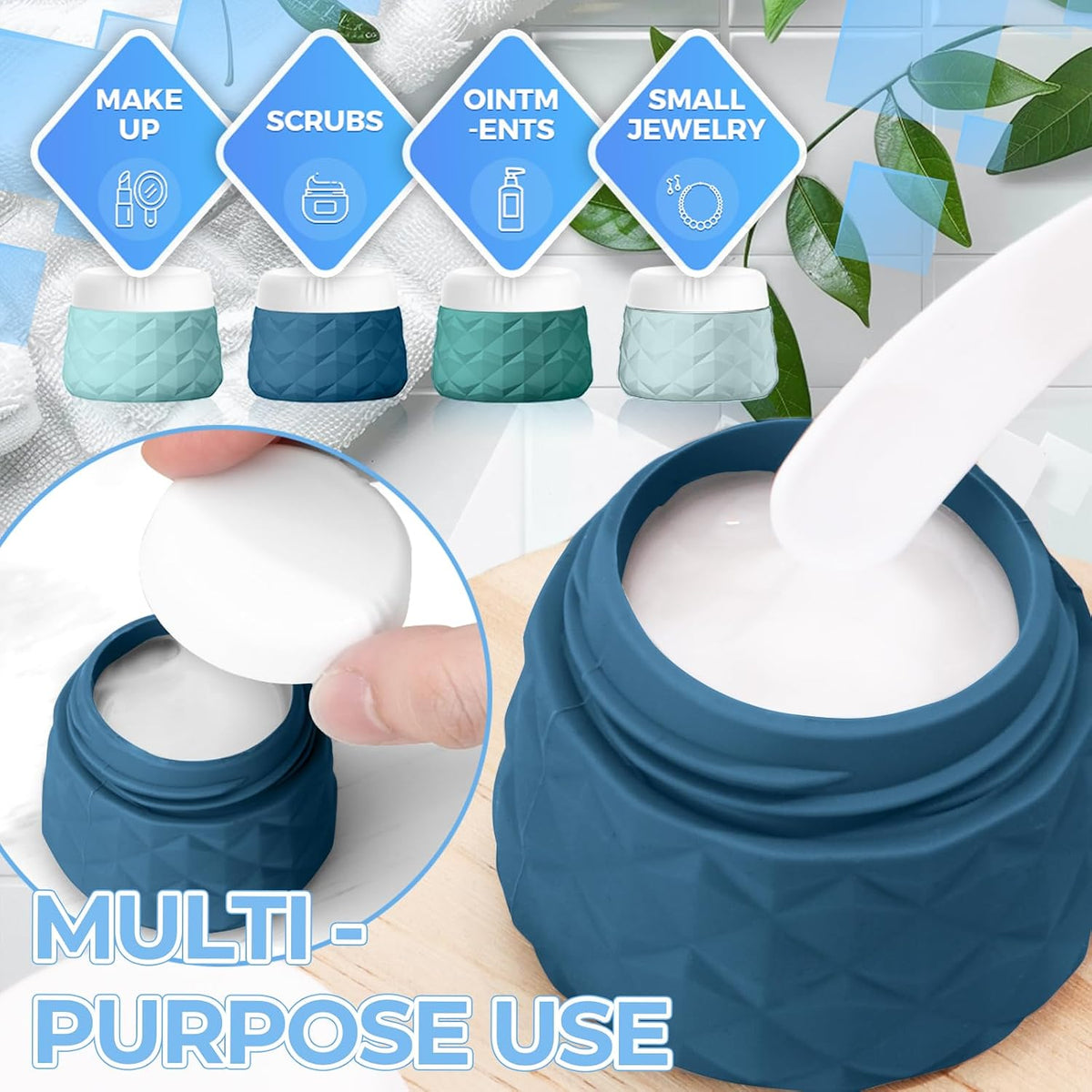 16Pack Travel Bottles for Toiletries, TSA Approved Travel Size Toiletries Containers Set, Silicone Leak Proof Refillable Bottles Elastic Sleeves Creams Jars Accessories Kit W/Clear Bag (Cream)