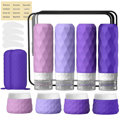16Pack Travel Bottles for Toiletries, TSA Approved Travel Size Toiletries Containers Set, Silicone Leak Proof Refillable Bottles Elastic Sleeves Creams Jars Accessories Kit W/Clear Bag (Cream)