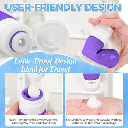16Pack Travel Bottles for Toiletries, TSA Approved Travel Size Toiletries Containers Set, Silicone Leak Proof Refillable Bottles Elastic Sleeves Creams Jars Accessories Kit W/Clear Bag (Cream)