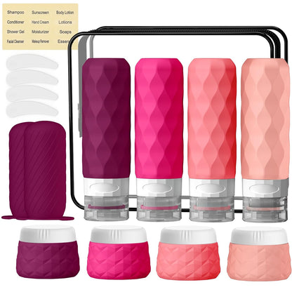 16Pack Travel Bottles for Toiletries, TSA Approved Travel Size Toiletries Containers Set, Silicone Leak Proof Refillable Bottles Elastic Sleeves Creams Jars Accessories Kit W/Clear Bag (Cream)
