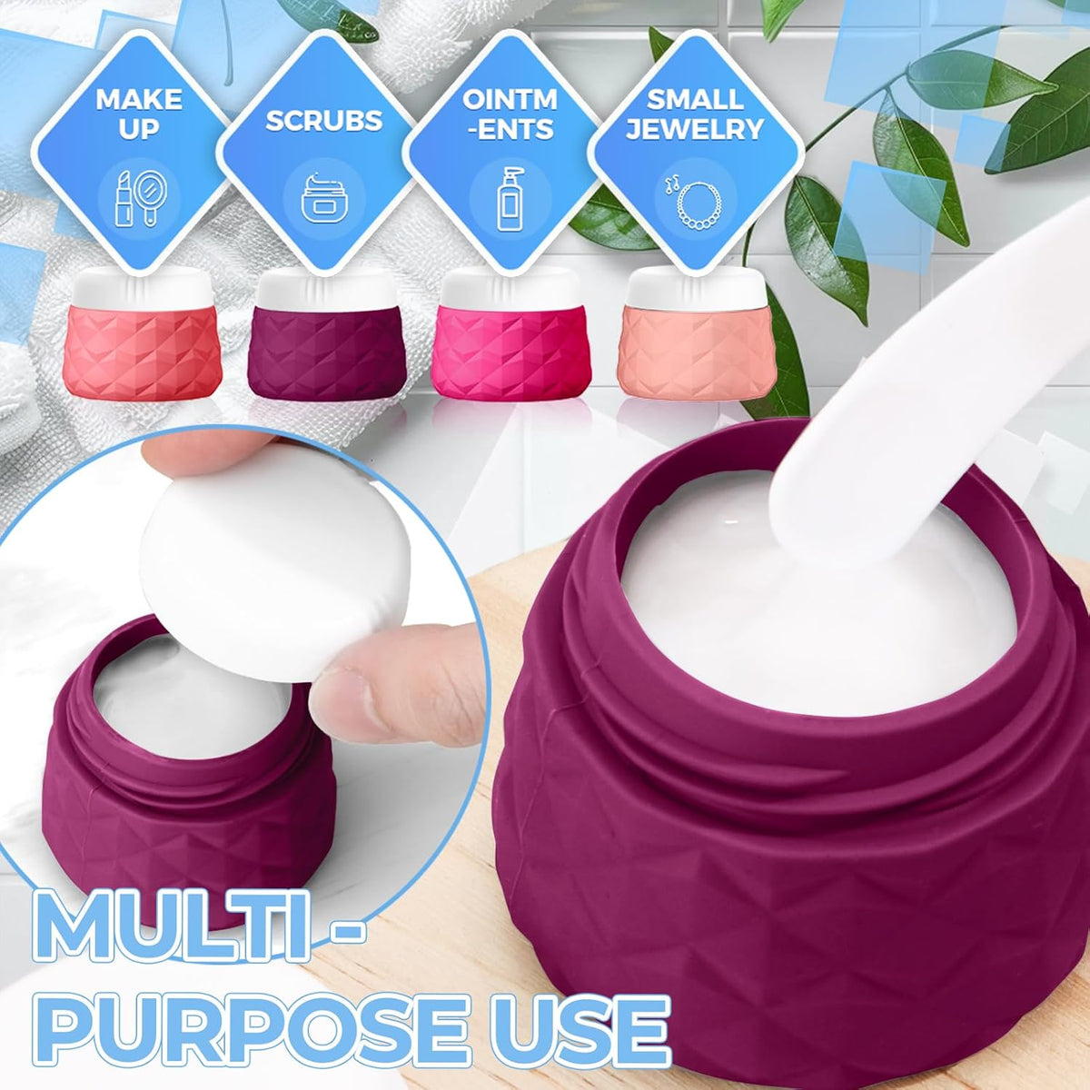16Pack Travel Bottles for Toiletries, TSA Approved Travel Size Toiletries Containers Set, Silicone Leak Proof Refillable Bottles Elastic Sleeves Creams Jars Accessories Kit W/Clear Bag (Cream)