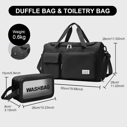 Sports Gym Duffel Bag with Shoes Compartment and Dry Wet Separated Pocket for Men and Women - Overnight Weekender Training Handbag Yoga Bag - Purple