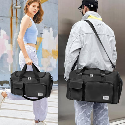 Sports Gym Duffel Bag with Shoes Compartment and Dry Wet Separated Pocket for Men and Women - Overnight Weekender Training Handbag Yoga Bag - Purple