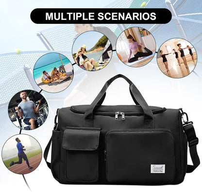 Sports Gym Duffel Bag with Shoes Compartment and Dry Wet Separated Pocket for Men and Women - Overnight Weekender Training Handbag Yoga Bag - Purple