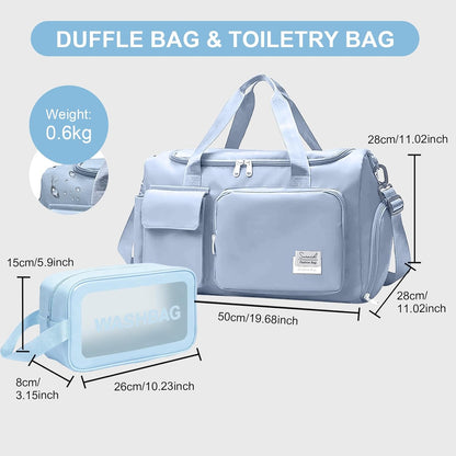 Sports Gym Duffel Bag with Shoes Compartment and Dry Wet Separated Pocket for Men and Women - Overnight Weekender Training Handbag Yoga Bag - Purple
