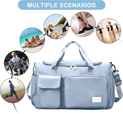 Sports Gym Duffel Bag with Shoes Compartment and Dry Wet Separated Pocket for Men and Women - Overnight Weekender Training Handbag Yoga Bag - Purple