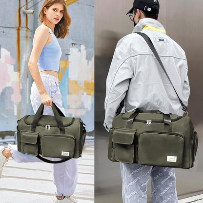 Sports Gym Duffel Bag with Shoes Compartment and Dry Wet Separated Pocket for Men and Women - Overnight Weekender Training Handbag Yoga Bag - Purple