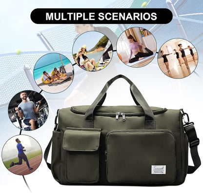 Sports Gym Duffel Bag with Shoes Compartment and Dry Wet Separated Pocket for Men and Women - Overnight Weekender Training Handbag Yoga Bag - Purple