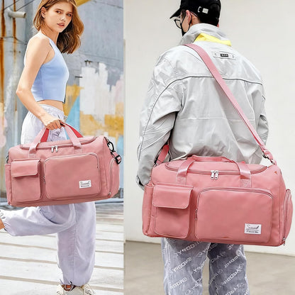 Sports Gym Duffel Bag with Shoes Compartment and Dry Wet Separated Pocket for Men and Women - Overnight Weekender Training Handbag Yoga Bag - Purple