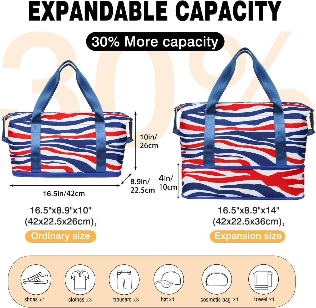 Expandable Travel Duffel Bags for Women Large - Gym Bag Waterproof Floral Weekender Beach Tote Carry on Bag with Luggage Sleeve for Spirit Airlines Personal Item Bag Overnight Mom Hospital Duffels