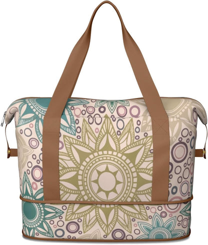 Expandable Travel Duffel Bags for Women Large - Gym Bag Waterproof Floral Weekender Beach Tote Carry on Bag with Luggage Sleeve for Spirit Airlines Personal Item Bag Overnight Mom Hospital Duffels
