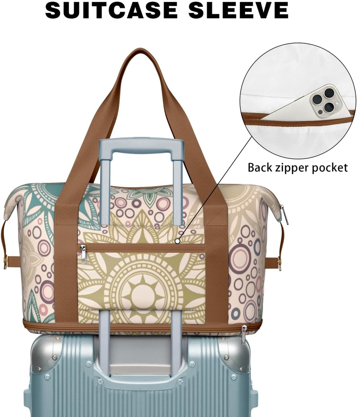 Expandable Travel Duffel Bags for Women Large - Gym Bag Waterproof Floral Weekender Beach Tote Carry on Bag with Luggage Sleeve for Spirit Airlines Personal Item Bag Overnight Mom Hospital Duffels