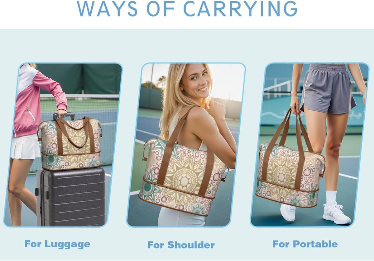 Expandable Travel Duffel Bags for Women Large - Gym Bag Waterproof Floral Weekender Beach Tote Carry on Bag with Luggage Sleeve for Spirit Airlines Personal Item Bag Overnight Mom Hospital Duffels