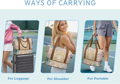 Expandable Travel Duffel Bags for Women Large - Gym Bag Waterproof Floral Weekender Beach Tote Carry on Bag with Luggage Sleeve for Spirit Airlines Personal Item Bag Overnight Mom Hospital Duffels