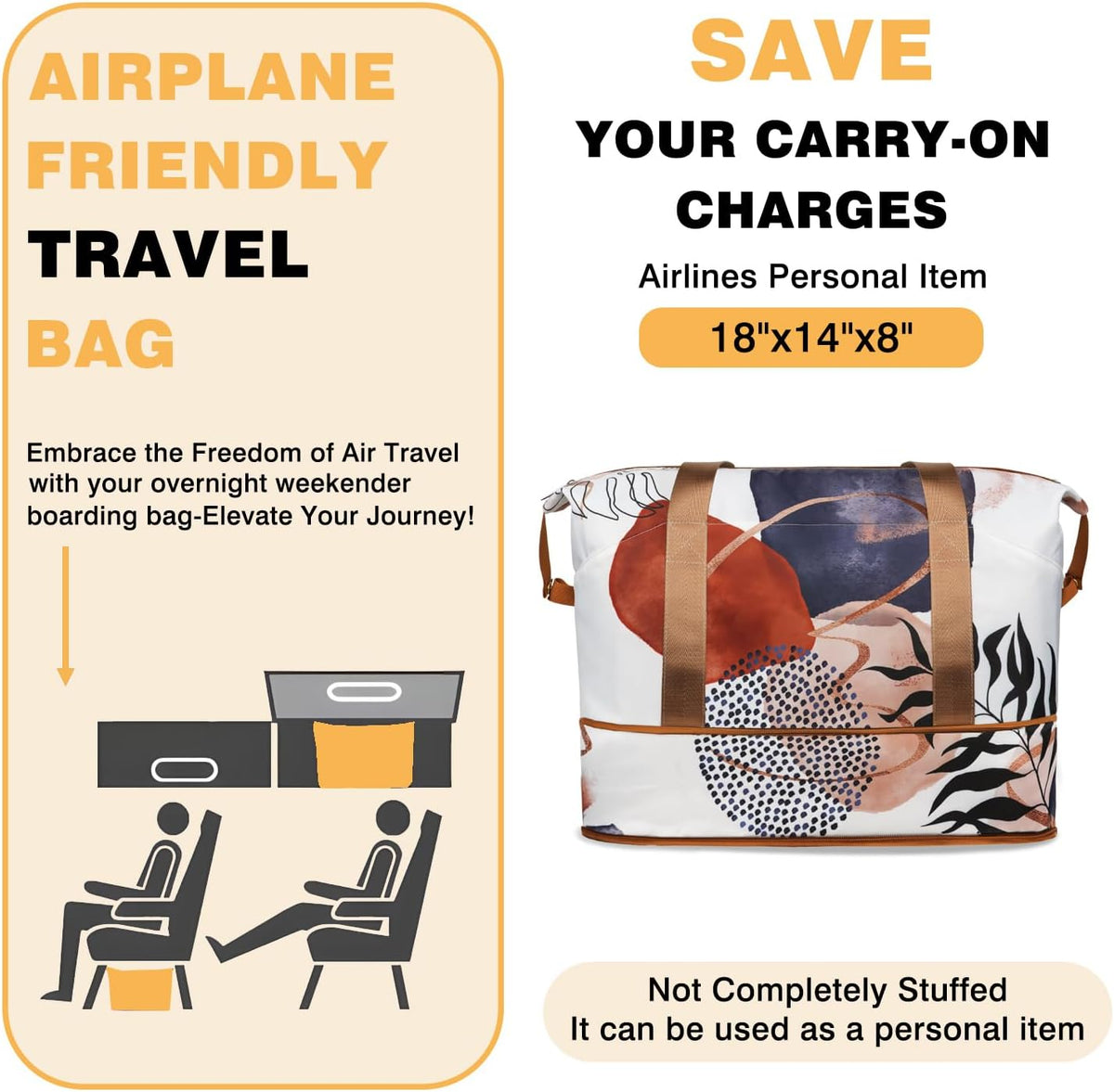 Expandable Travel Duffel Bags for Women Large - Gym Bag Waterproof Floral Weekender Beach Tote Carry on Bag with Luggage Sleeve for Spirit Airlines Personal Item Bag Overnight Mom Hospital Duffels
