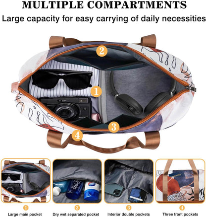 Expandable Travel Duffel Bags for Women Large - Gym Bag Waterproof Floral Weekender Beach Tote Carry on Bag with Luggage Sleeve for Spirit Airlines Personal Item Bag Overnight Mom Hospital Duffels