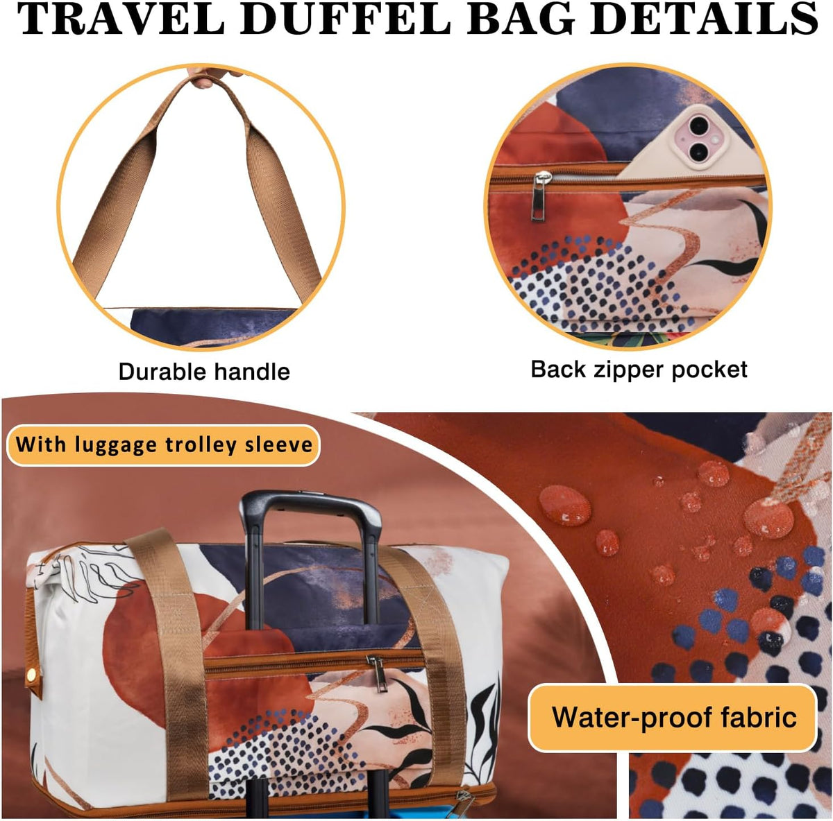 Expandable Travel Duffel Bags for Women Large - Gym Bag Waterproof Floral Weekender Beach Tote Carry on Bag with Luggage Sleeve for Spirit Airlines Personal Item Bag Overnight Mom Hospital Duffels