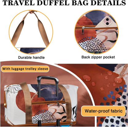 Expandable Travel Duffel Bags for Women Large - Gym Bag Waterproof Floral Weekender Beach Tote Carry on Bag with Luggage Sleeve for Spirit Airlines Personal Item Bag Overnight Mom Hospital Duffels