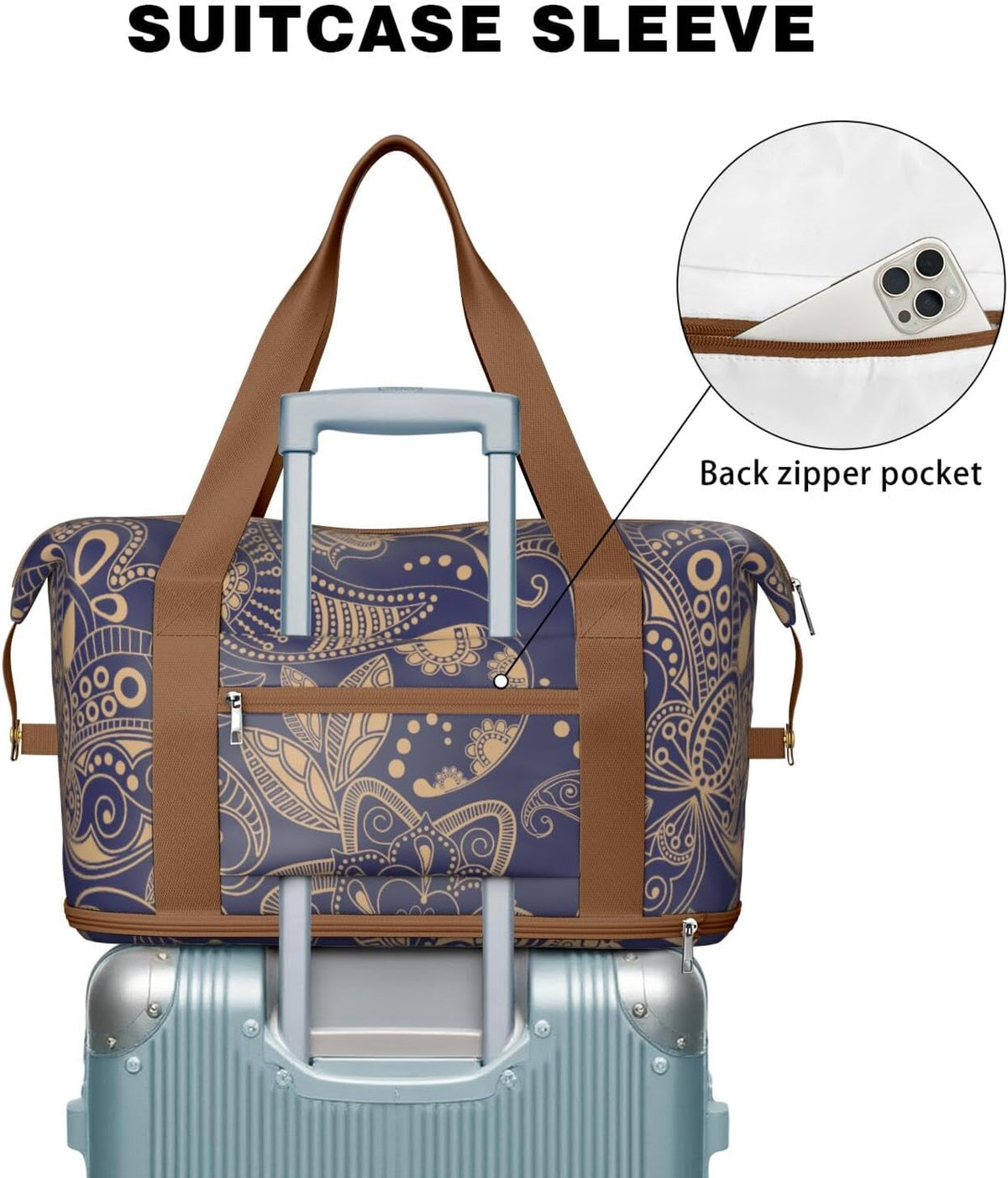 Expandable Travel Duffel Bags for Women Large - Gym Bag Waterproof Floral Weekender Beach Tote Carry on Bag with Luggage Sleeve for Spirit Airlines Personal Item Bag Overnight Mom Hospital Duffels