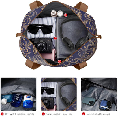 Expandable Travel Duffel Bags for Women Large - Gym Bag Waterproof Floral Weekender Beach Tote Carry on Bag with Luggage Sleeve for Spirit Airlines Personal Item Bag Overnight Mom Hospital Duffels