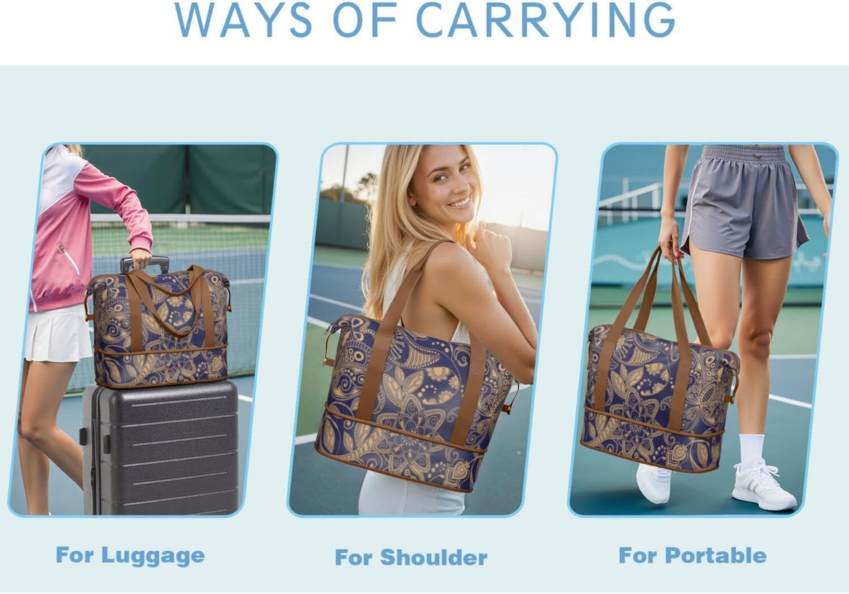 Expandable Travel Duffel Bags for Women Large - Gym Bag Waterproof Floral Weekender Beach Tote Carry on Bag with Luggage Sleeve for Spirit Airlines Personal Item Bag Overnight Mom Hospital Duffels